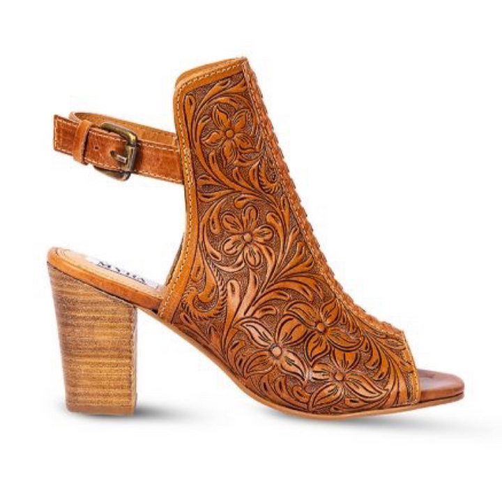 HALLIE Tooled Leather Heels