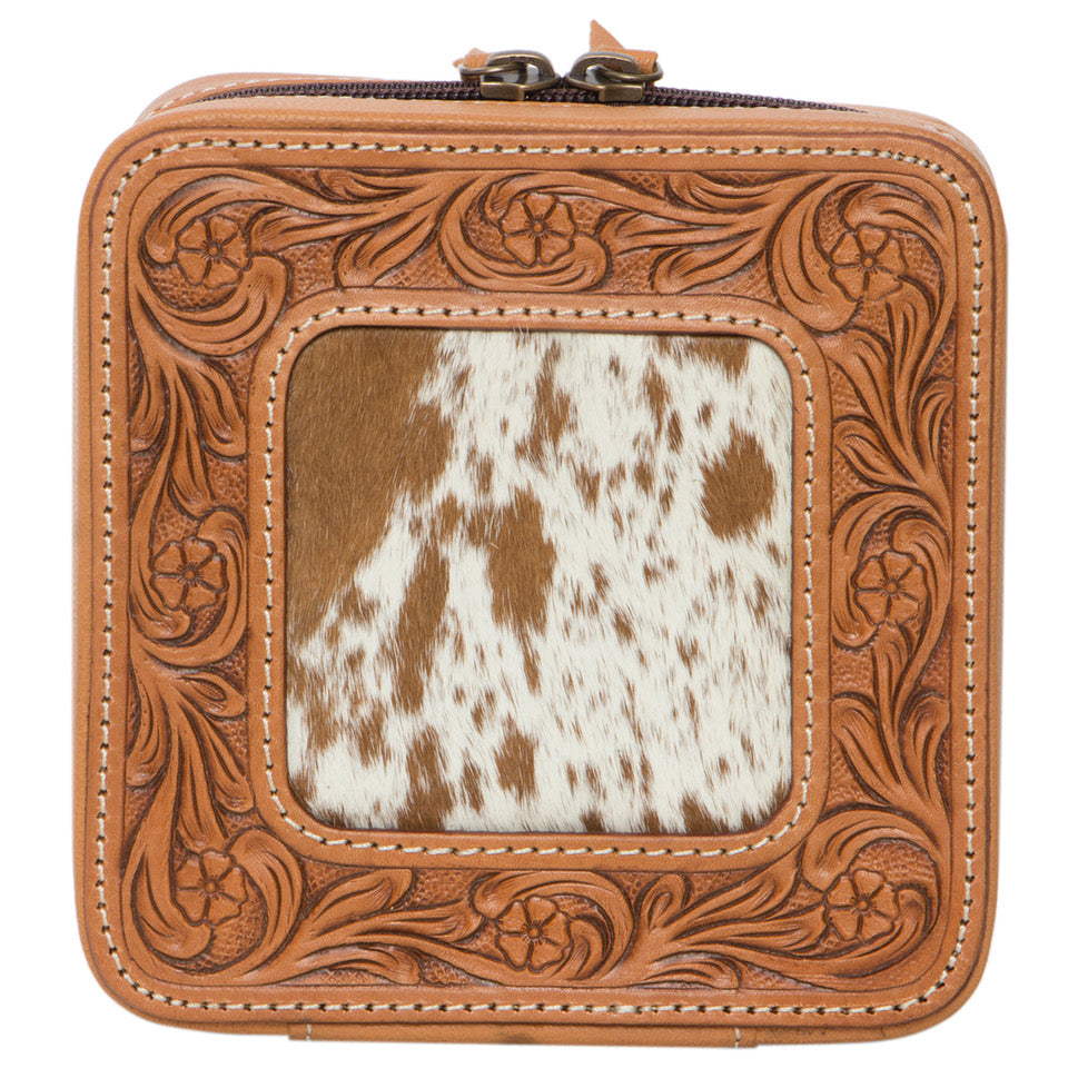 Tooled Leather and Cowhide Jewellery Box