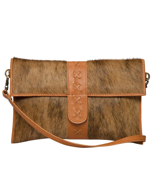 Boho Flap Cowhide and Leather Clutch Bag – Split